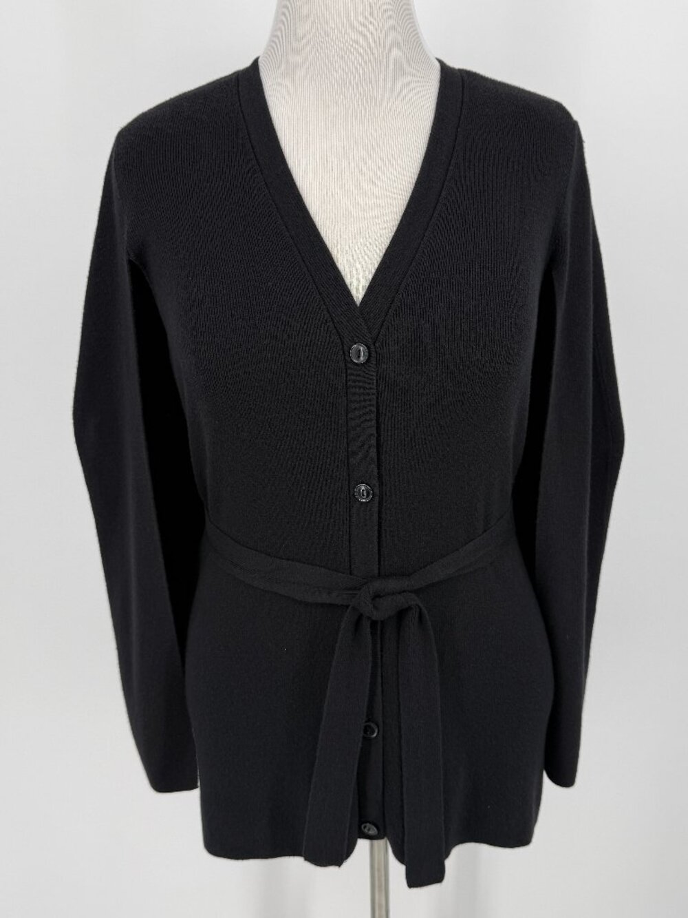 Chico's Black Cape Split Sleeve Belted Cardigan 1 (M)